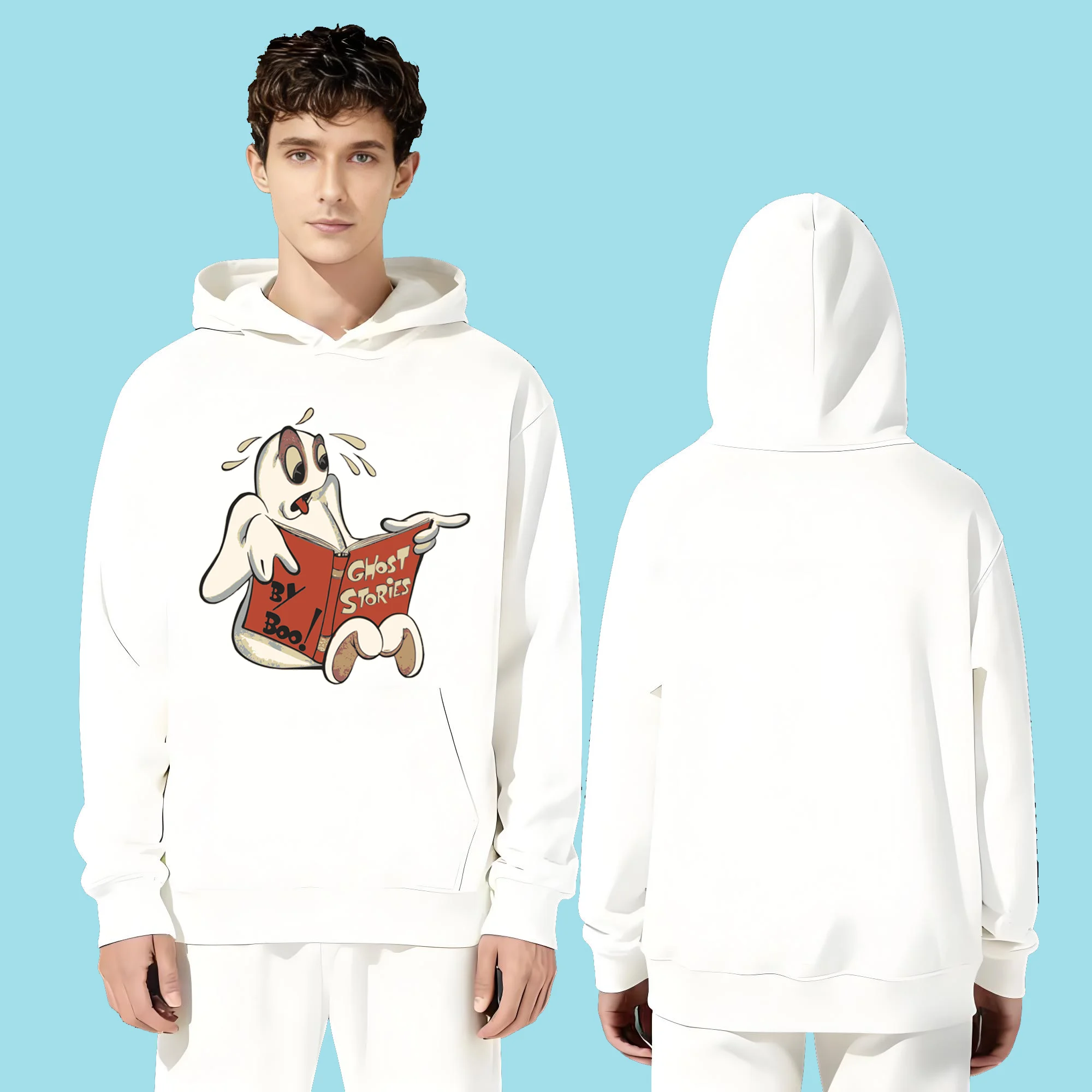 

In 2025 330G heavy-duty hooded sweatshirts for both men and women with trendy Halloween character style prints for casual wear