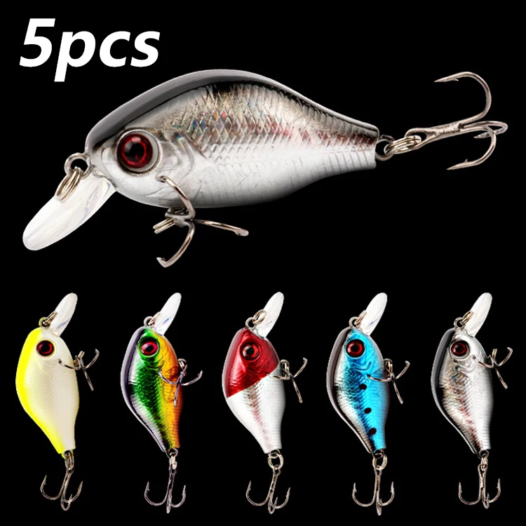 5Pcs Heißer Verkauf Pesca Kleine Harte Kurbel Wobbler Angeln Köder Wobbler Drillinge Tackle