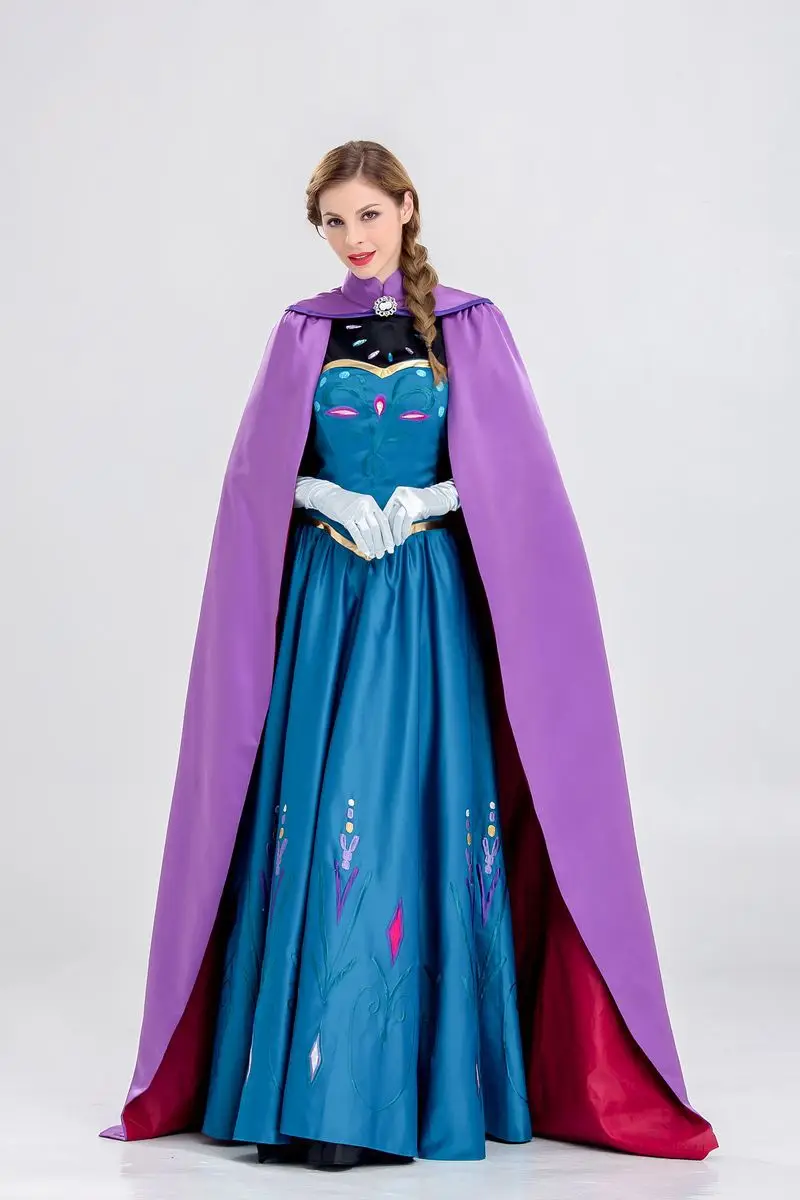 Anna Princess Costume Cosplay Anime Costume Long Dresses With Cloak Halloween Fairy Tale Party Queen Dress Stage Performance Set