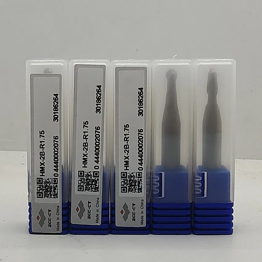 HMX-2B-R1.75 ZCC.CT HMX-2B Two edge straight shank ball end mill D3.5R1.75*6*8*50 2F Ball Nose End Mill 2 Flutes Ball End Mills