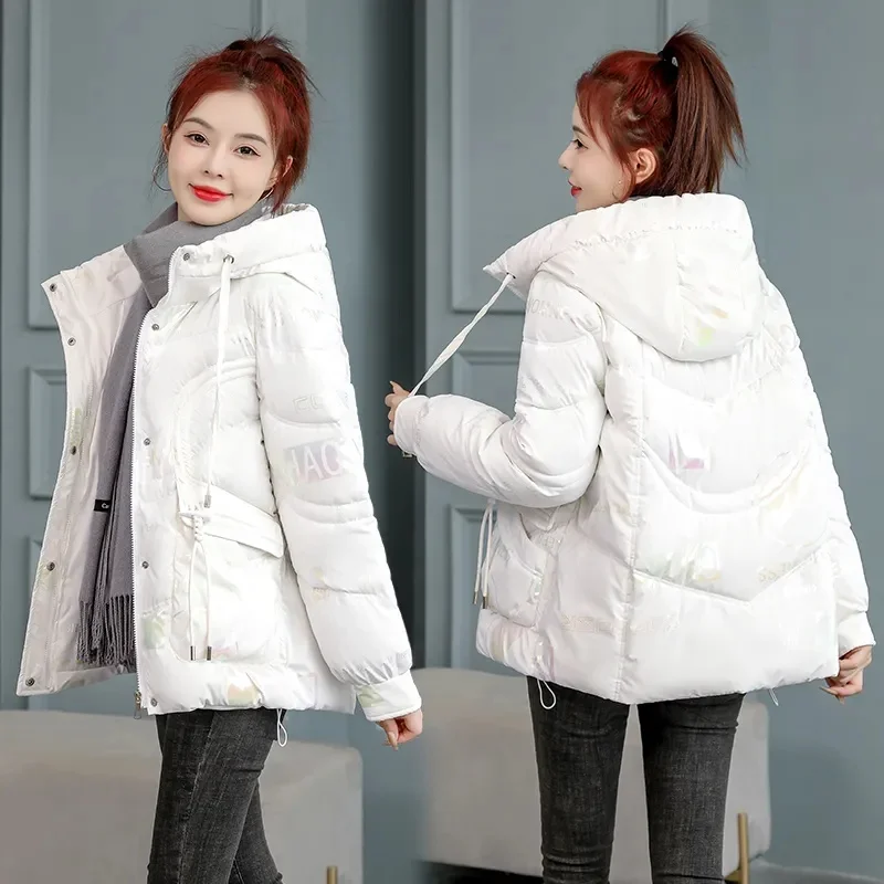 2023 New Fashion Winter Jackets Women Parkas Hooded Puffer Coat Glossy Down Cotton Jacket Female Casual Thick Warm Outwear