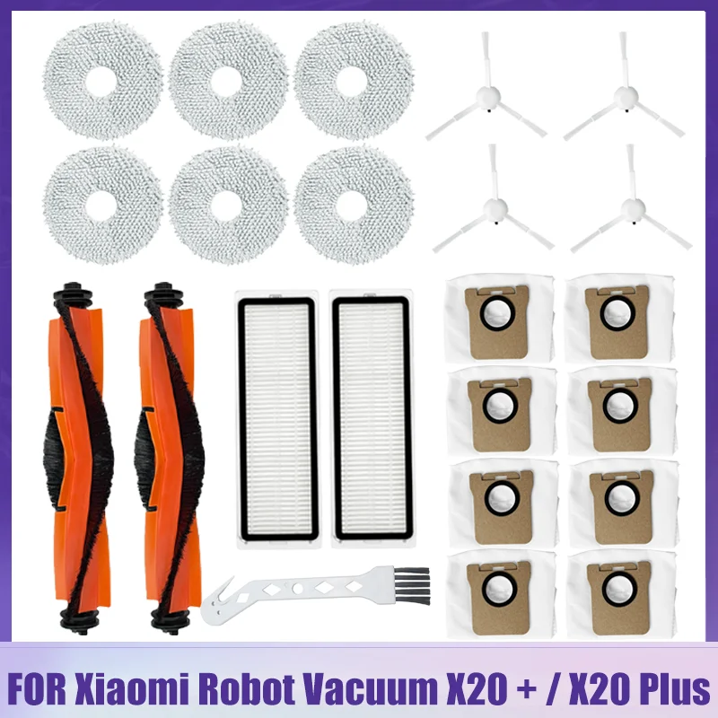 Fit Für Xiaomi Roboter Vakuum X20 + / X20 Plus Teile Zubehör Wichtigsten Seite Pinsel Hepa-fi Seite Pinsel Staub Taschen mopp Tuch Lumpen Teile