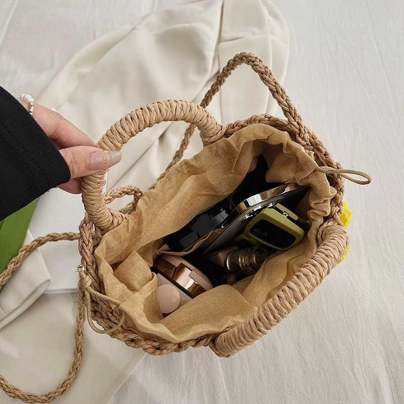 2024 nuova borsa da donna estiva borsa bohémien borsa da spiaggia borsa di paglia intrecciata a mano per borsa da viaggio di tendenza da donna