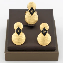 Dubai Gold Color Earrings Copper Adjustable Big Rings For Women Irregular Earrings Exquisite Bridal Jewelry Party Daily Wear