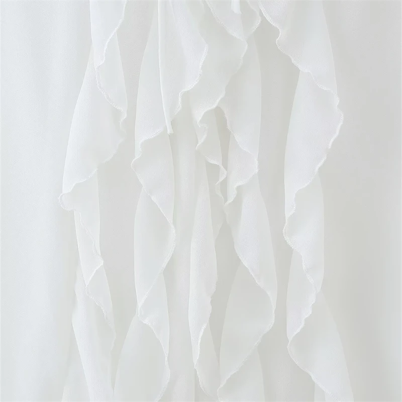 Keyanketian verão novo feriado vento em camadas babados decoração halter midi vestidos femininos sexy sem costas uma linha vestido de fadas deslizamento