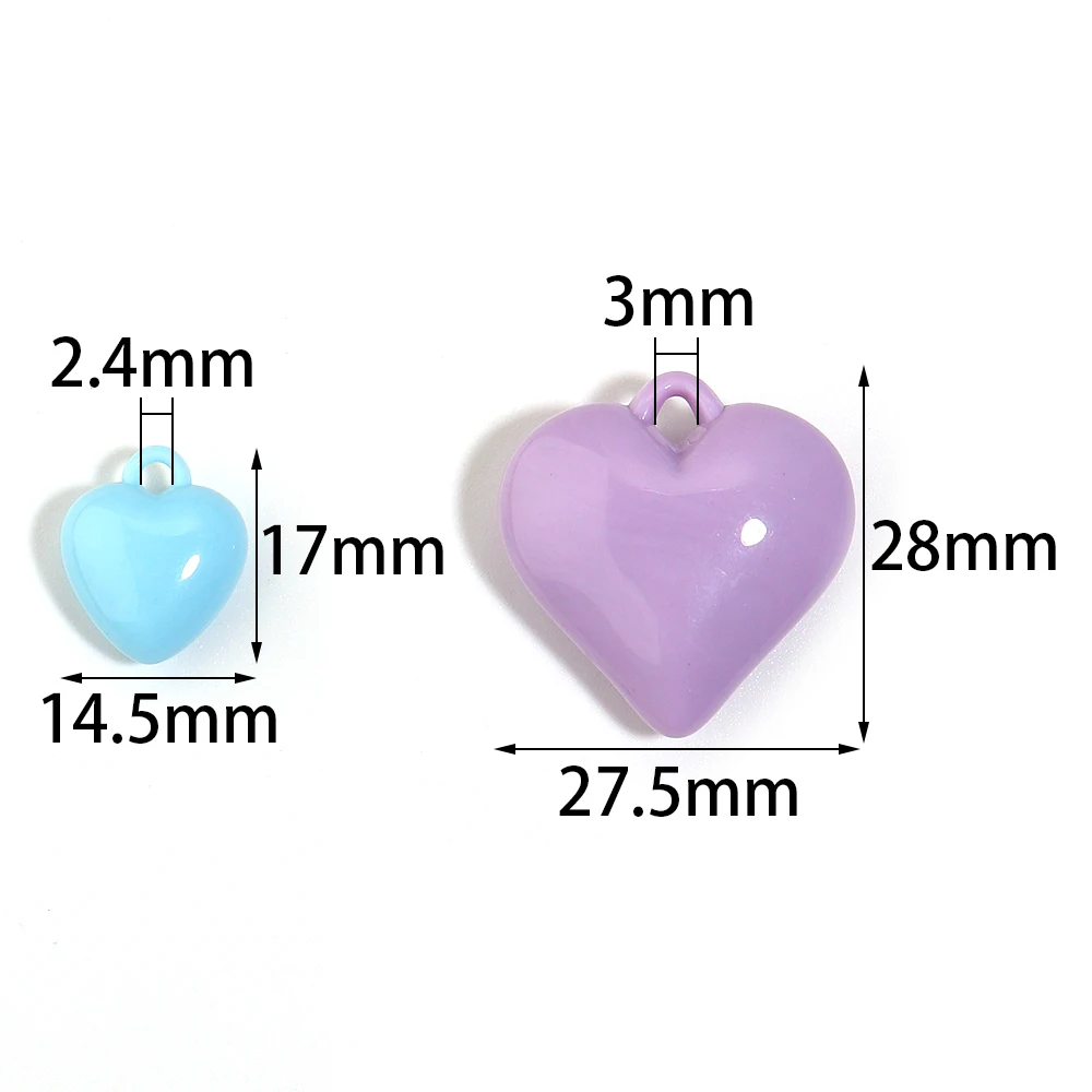 10-50pcs/lot Acrylic Heart Charms Pendant Colorful Love Heart Pendant For DIY Handmade Jewelry Making Necklace Bracelet Supplies