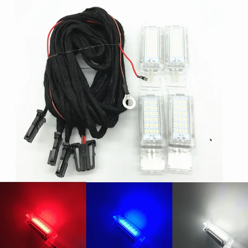 Car red/blue/white LED Footwell foot Light Cable Wire Harness For VW Golf 6 MK6 7 MK7Jetta Passat B6 B7 B8 CC Polo Tiguan Superb