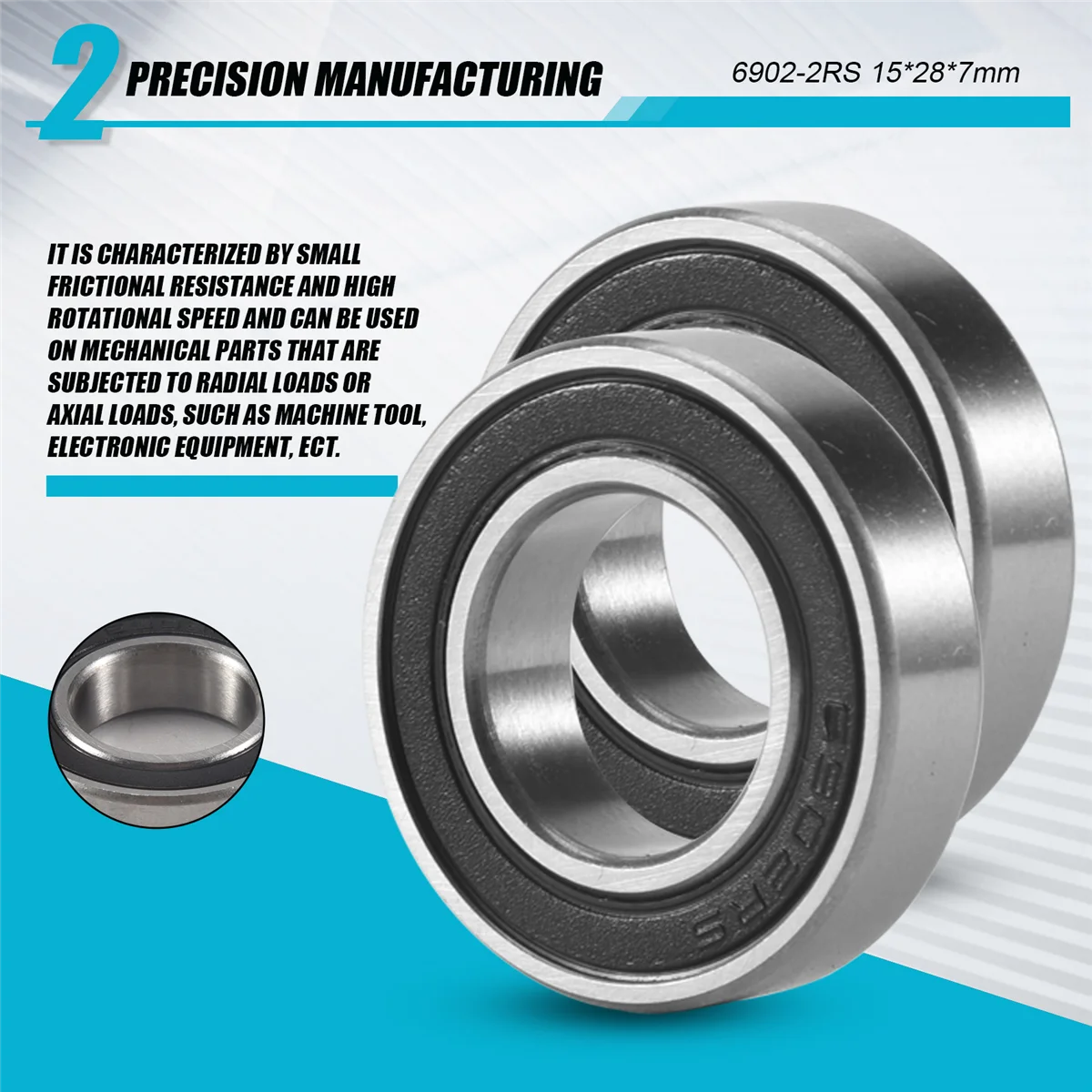 

GZMO 10PCS 6902-2RS Bicycle Hub Bearing 15X28X7 mm 6902 2RS Ball Bearings 6902RS for KOOZER XM490 Hub