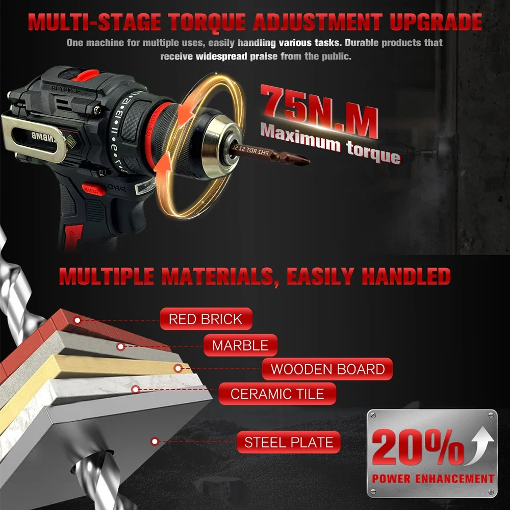 PXNBMB 85N.M مثقاب كهربائي بدون فرش مفك براغي لاسلكي ألواح التربة أداة كهربائية لبطارية ماكيتا