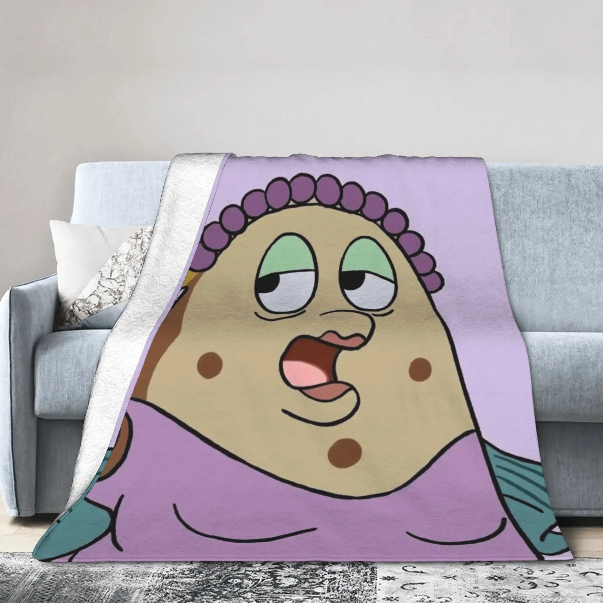 Bikinis Bottom Residents Cartoon Fish Blanket Marine Fleece Funny Breathable Throw Blanket for Home Autumn/Winter