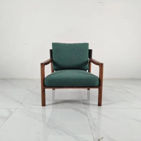 Cadeira de Lounge em Couro Genuíno com Pernas de Madeira Sólida, Design Minimalista Ergonômico para Apartamento, Escritório, Sala de Estar, Hotel e Us