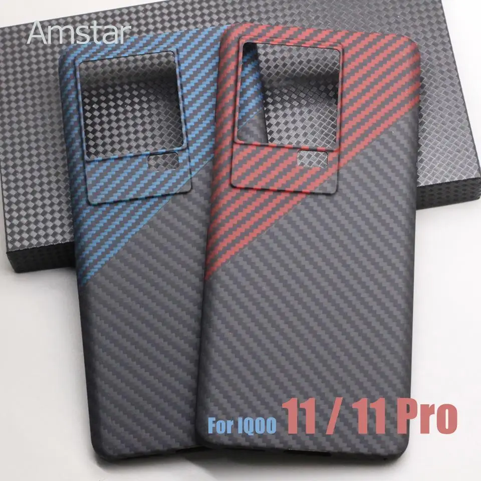 

Amstar Dual-color Aramid Fiber Phone Case for VIVO IQOO 11 Pro Ultra-thin Anti-fall Business Carbon Fiber IQOO 11 Cases Cover