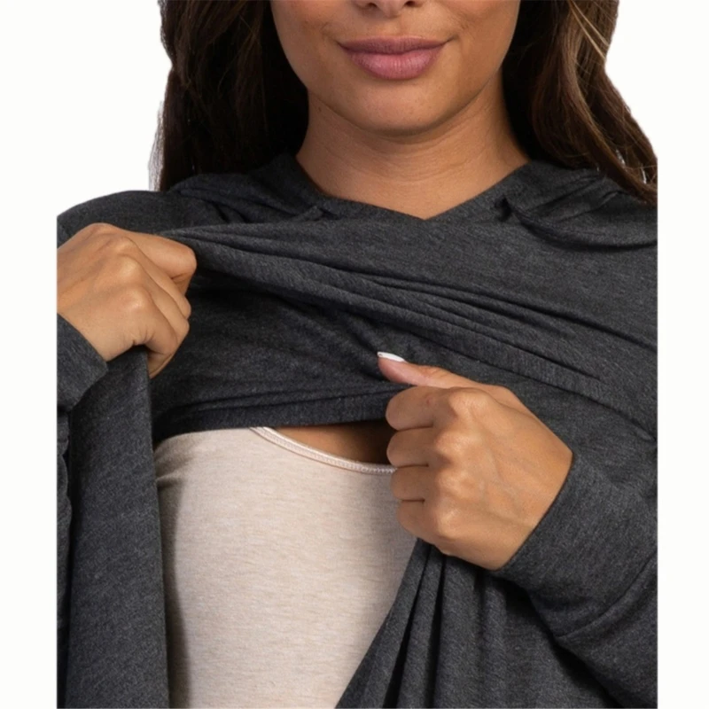Picture 4: Maternity Sweatshirt Adjustable Drawstring Loose Pregnancy Hoodie With Pockets A2UB