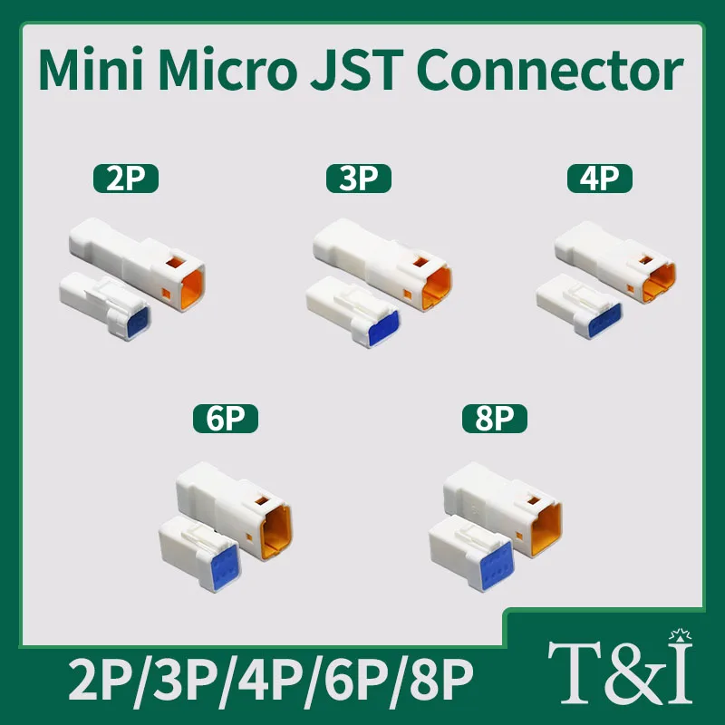 

10 Set JST Automotive Mini Micro Harness Waterproof Housing Plug Socket 2/3/4/6/8Pin Male&Female Connector 02/3/4R/S-JWPF-VSLE-D