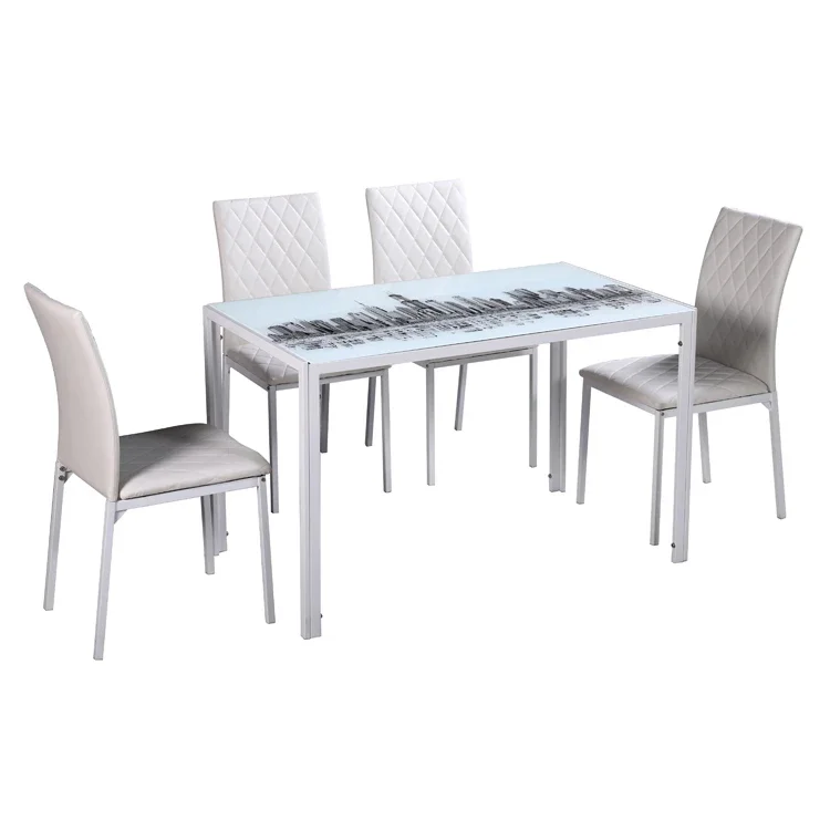 

'Cheap Classic 4 Seat Modern Fiberglass Top Dining Table Set/Dining Chair