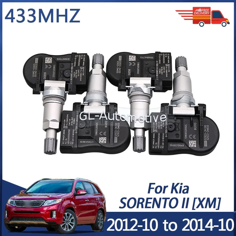 

1/4 шт. 433 МГц датчик TPMS датчик давления в шинах для Kia Sorento 2012-2021 52933-3N100 52933-2M650