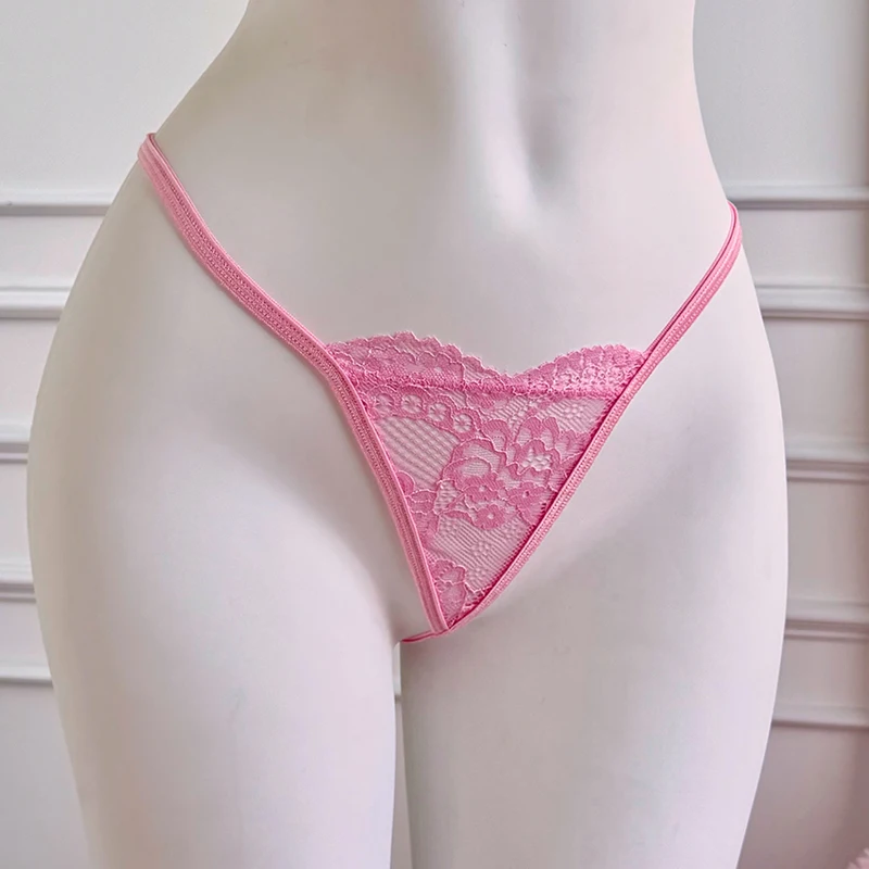 Two Piece Set Pink Sexy Women's Perspective Polka Dot Dress And Thong Set For Home Nightgown Clothing - view 6