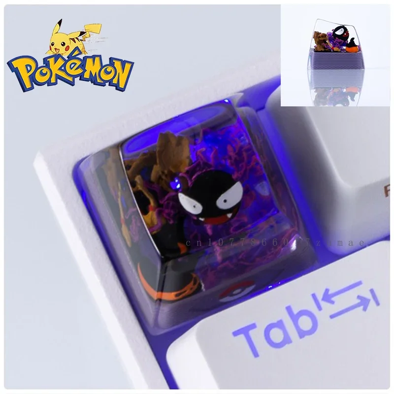 Japan Anime Pokemon Custom Resin Micro Transparent KeyCap Pikachu Haunter Keycaps Mechanical Creative Computer Keyboard Cap