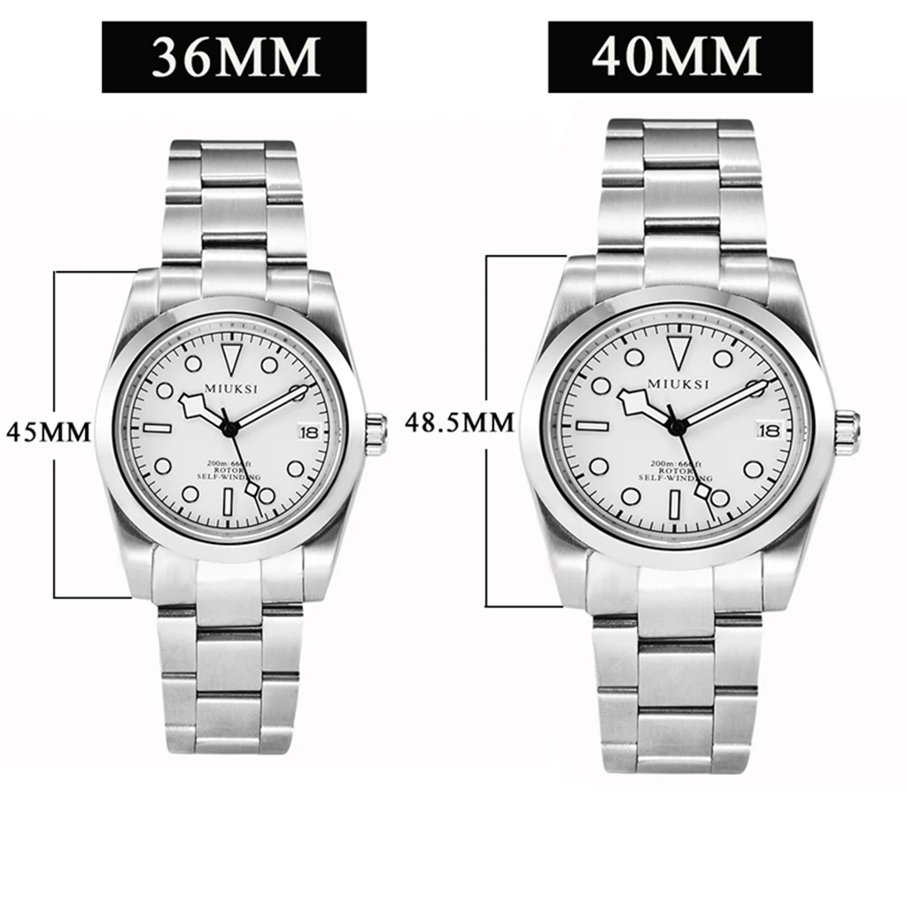 36mm 40mm MIUKSI New NH35 Mechanical Watch For Men Automatic Sapphire Stainless Steel Luxury Waterproof Wristwatch Reloj Hombre