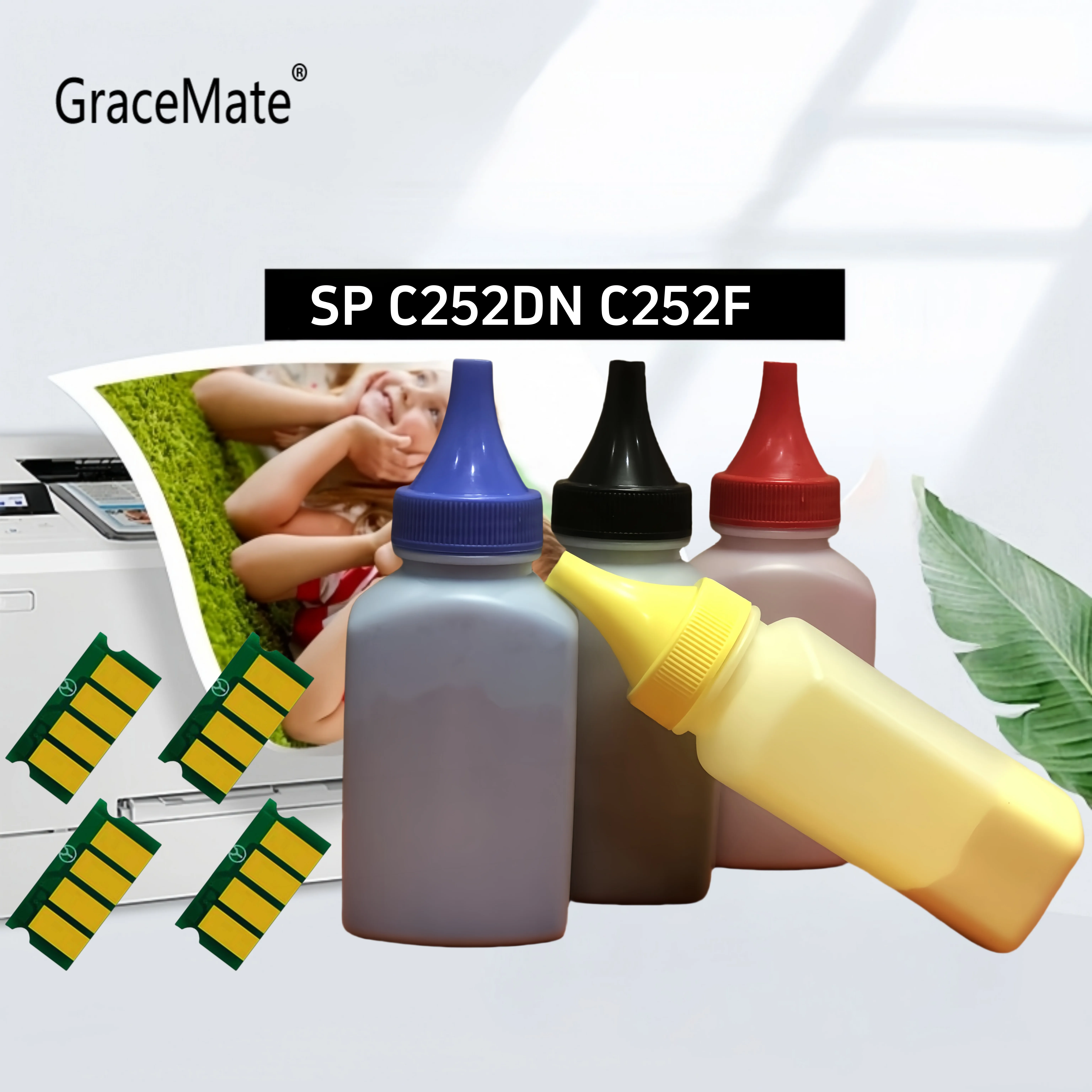 رقاقة مسحوق الحبر متوافقة مع إعادة تعبئة طابعة ليزر ملونة Ricoh Aficio SP C252DN C252F C262DNw C262SFW SPC252 SPC262