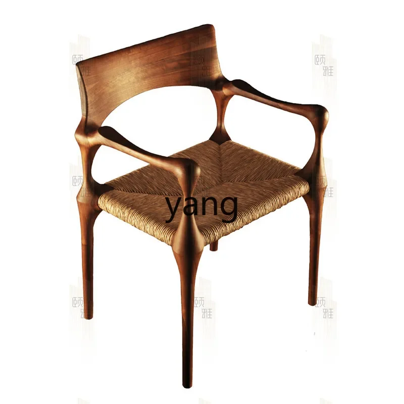 LMM  light luxury solid wood leisure home living room dining chair armrest sofa chair