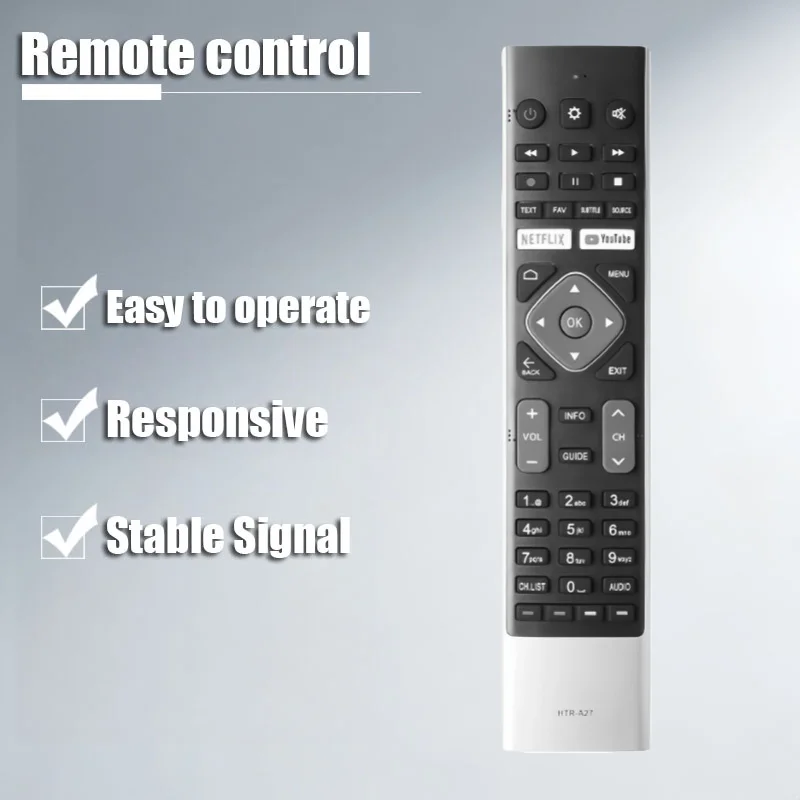

Suitable for Haier TV remote control HTR-A27 E HTR-U27A LESICA, no voice, English, overseas