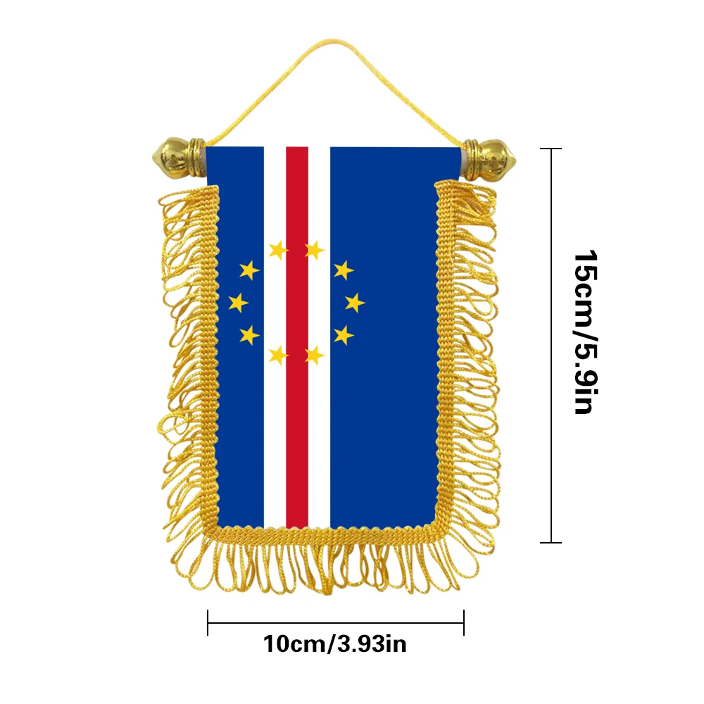 Cape Verde small hanging flag 10x15cm triangular flag car decoration hanging flag double-sided pattern with suction cup