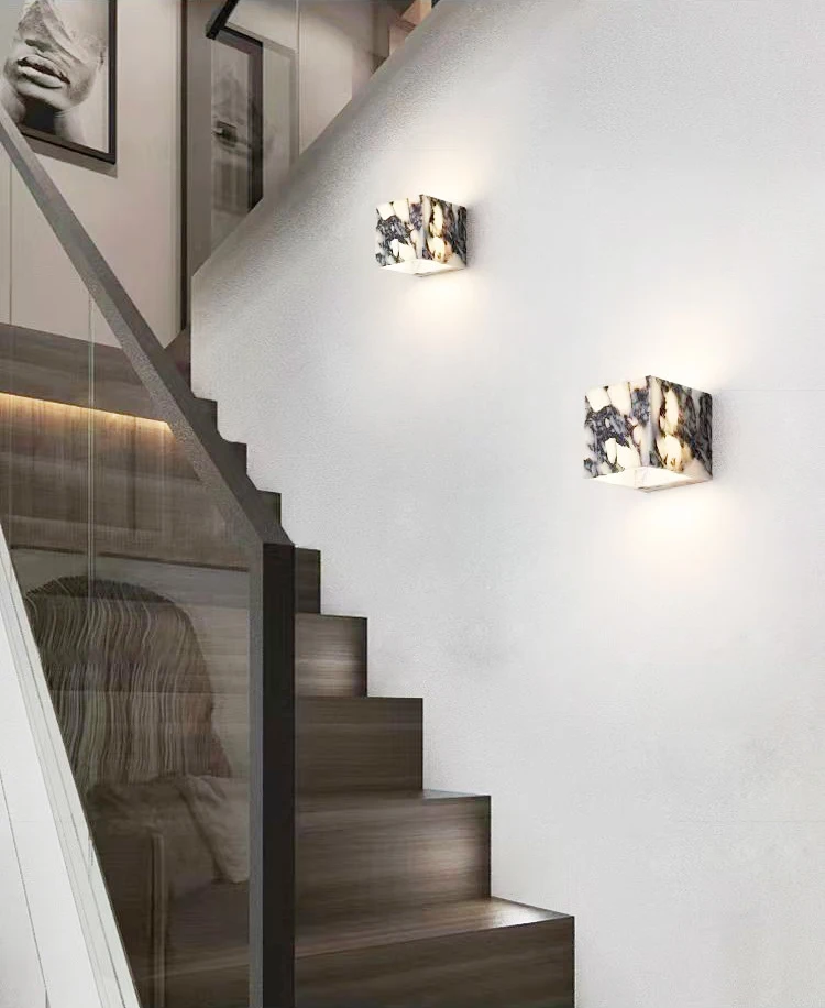 Cube Cuboid Natural Stone Wall Light Art Design Indoor