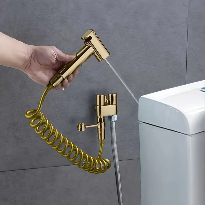 1pcs Home Toilet Companion Stainless Steel Urinal Flush Valve Handheld Cleaning Spray Gun Bathroom Toilet Washing Water Gun