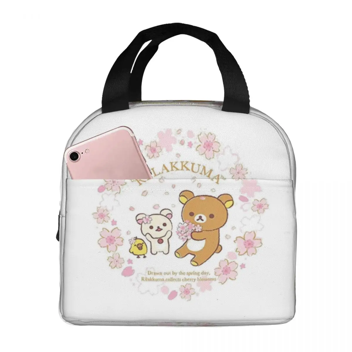 

Изолированная сумка для обеда Rilakkuma Sakura для детей, школьный холодильник, термоящик для еды, сумка, герметичные коробки для завтрака, контейнер