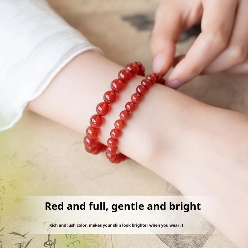 سوار العقيق الأحمر العقيق الطبيعي مطرز سوار كريستال اليشم تصميم تحسس Qixi مهرجان هدية صندوق لصديقة