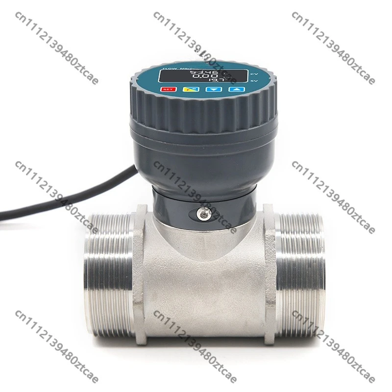 DN50 Male Thread Paddle Wheel Quantitative Flow Meter 10-30VDC RS485 Digital Flow Counter