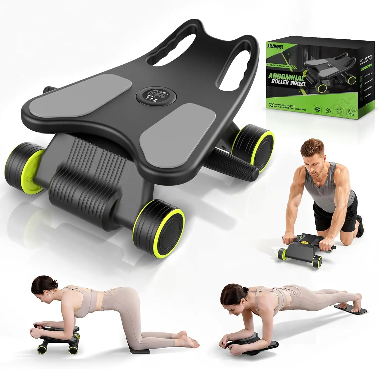 

Ab Roller with Elbow Support, 4-Wheel Core Workout Machine for Home Gym, Full-Body Strength Trainer