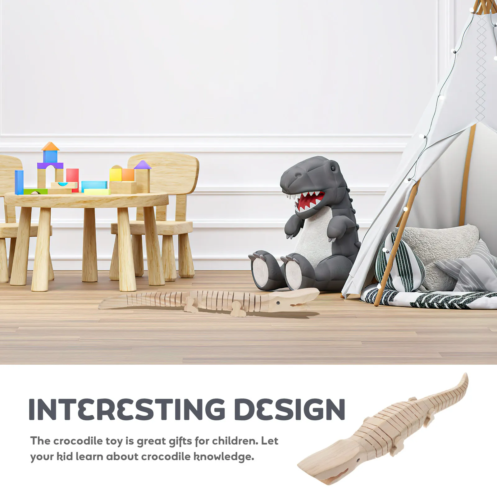 5Pcs Wood Unfinished Small Wooden DIY Compact Sensory Learning Wiggle Animal Wood Model Toy Wiggle Toy