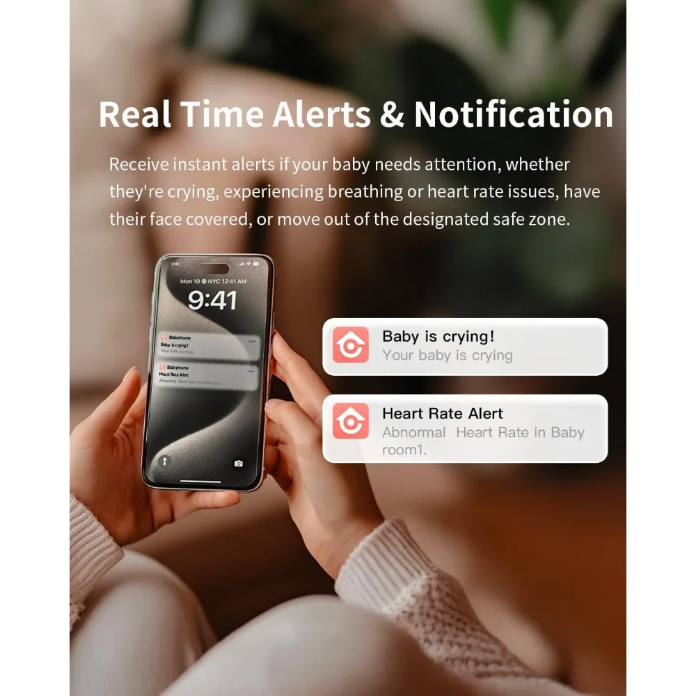 i20 Smart Baby Monitor & Wall Mount - 1080P Video Camera, Contactless, Monitor Heart Rate, Breathing & Sleep,Sound Machine, No