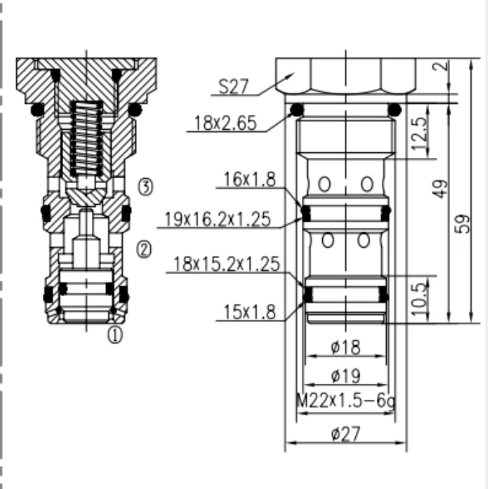 Hydraulic hydraulic control check valve YDF10-00 thread cartridge two position two-way hydraulic cylinder check