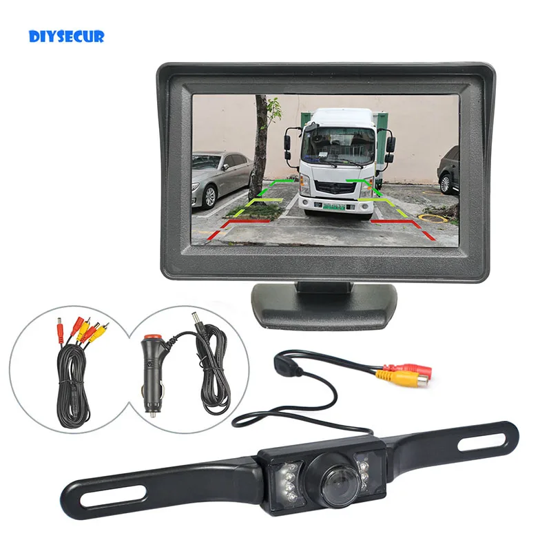 

DIYSECUR 4.3inch TFT LCD Car Monitor Rear View Kit Reversing IR Car Camera Parking Assistance System