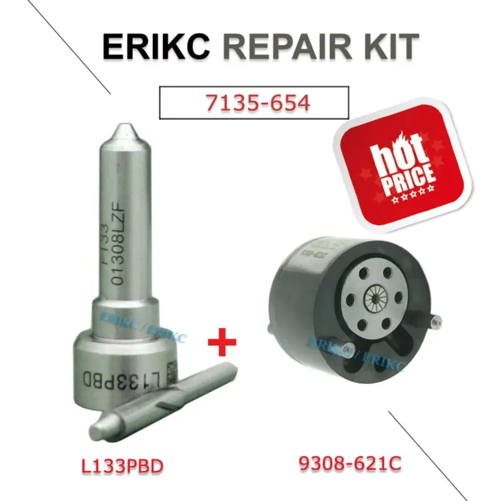 ERIKC 7135-654 Injector Repair Kits Including Nozzle L133PBD Common Rail Control Valve 621C 9308-621C for FORD JAGUAR EJBR00501Z