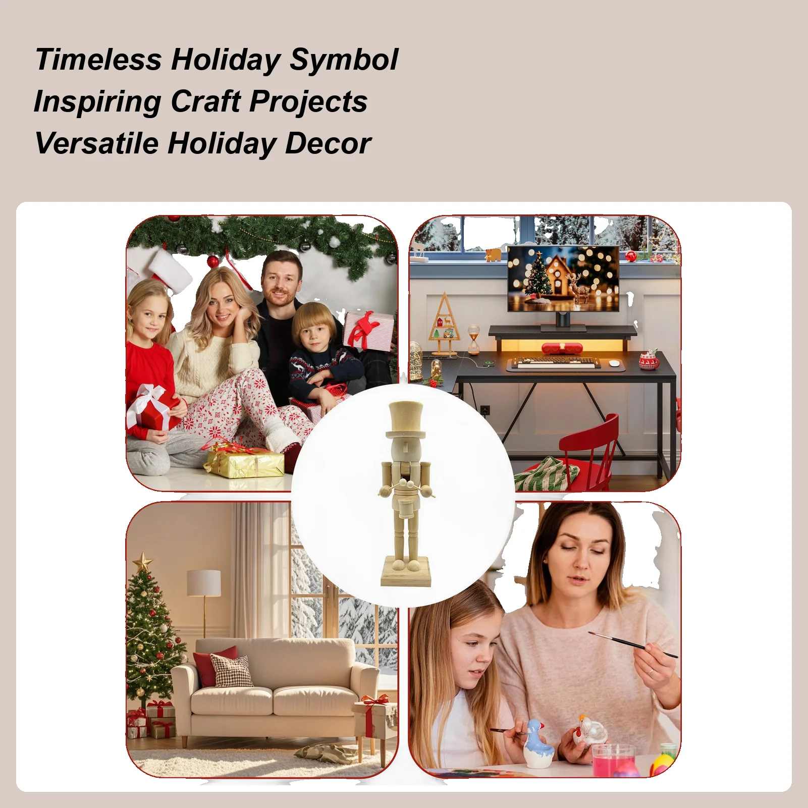 Wooden Nutcracker Unpainted Paint Your Own Nutcracker Figures Wood Nutcracker Unfinished With Paint Kit For Kid's Adults All Age