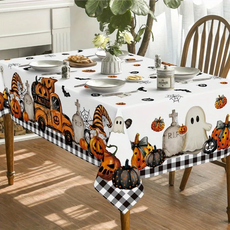 【Product】1 piece of soft, fashionable, elegant and retro Halloween tablecloth, featuring skullszyc