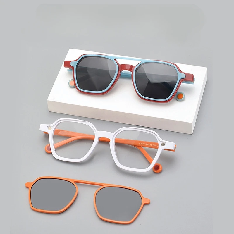 Vintage Fashion Trend Clips-On Style Colorful Acetate sunglasses Retro Polygon Design Factory Direct Offer High Street Quality