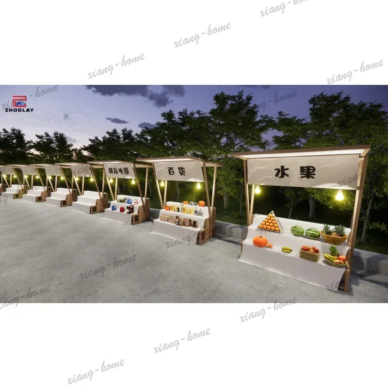PG custom.Night Market Toys flowers Bread Beverage Stall  Mobile Outdoor Shop Customizable Display Rack