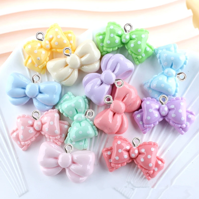 

10Pcs Glossy Color Bow Tie Resin Charms Kawaii Girl Jewelry Pendants DIY Earrings Necklace Craft Decor Cute Keychain Accessories