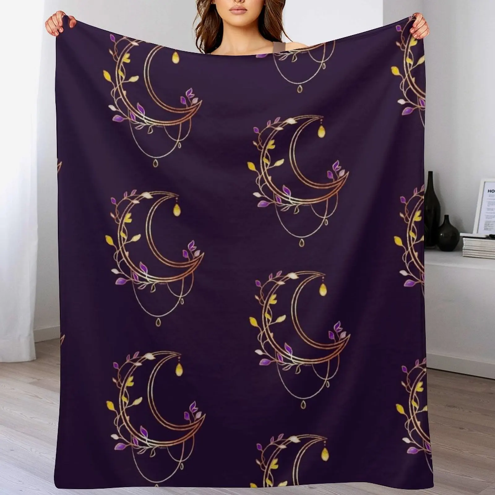 

Subtle Pride Moon - Non-Binary Throw Blanket Cozy Warm Blanket for Bed Room Decor