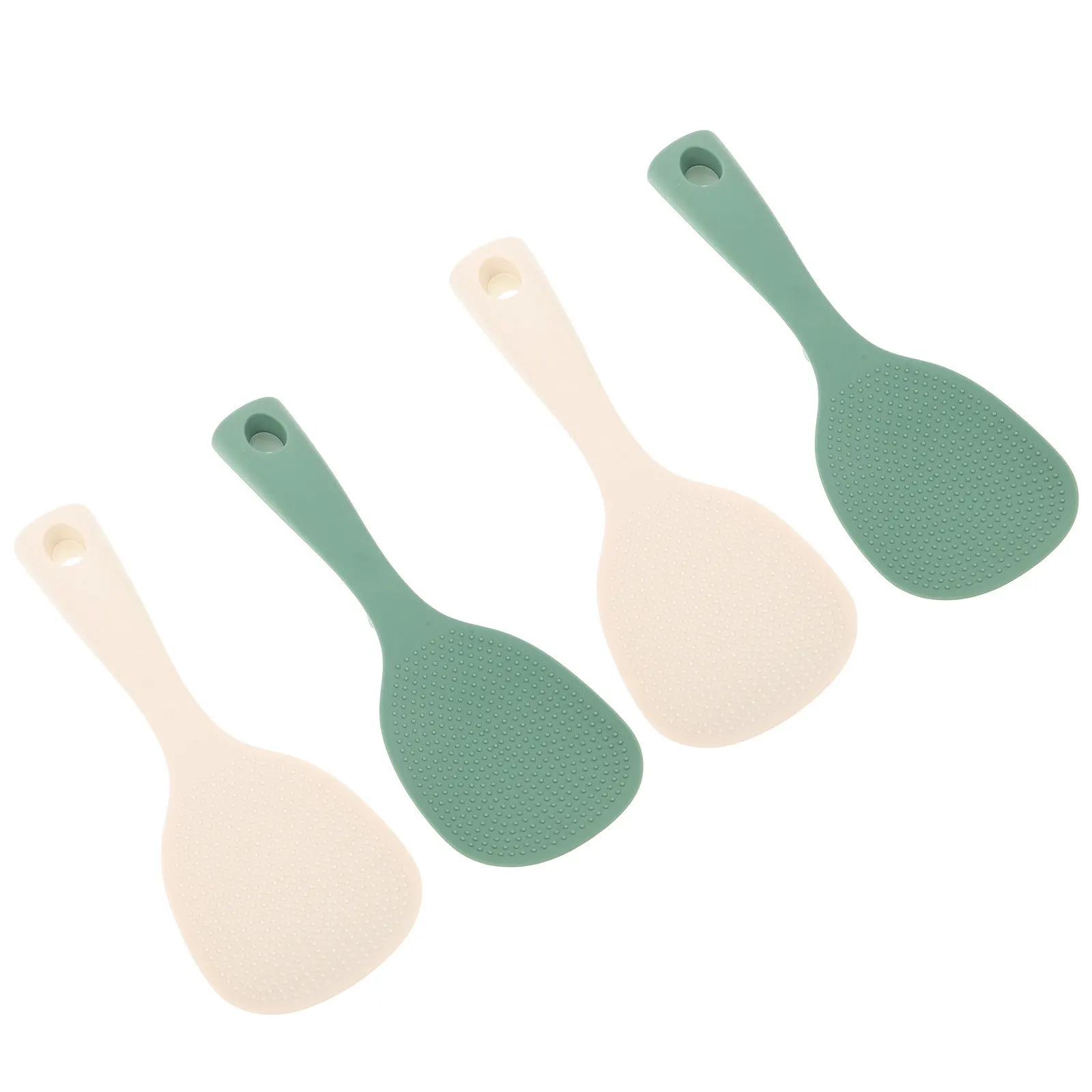 4pcs Silicone Rice Paddle – Non-Stick, Heat-Resistant, Long Handle, Self-Standing Serving Ladle for Kitchen