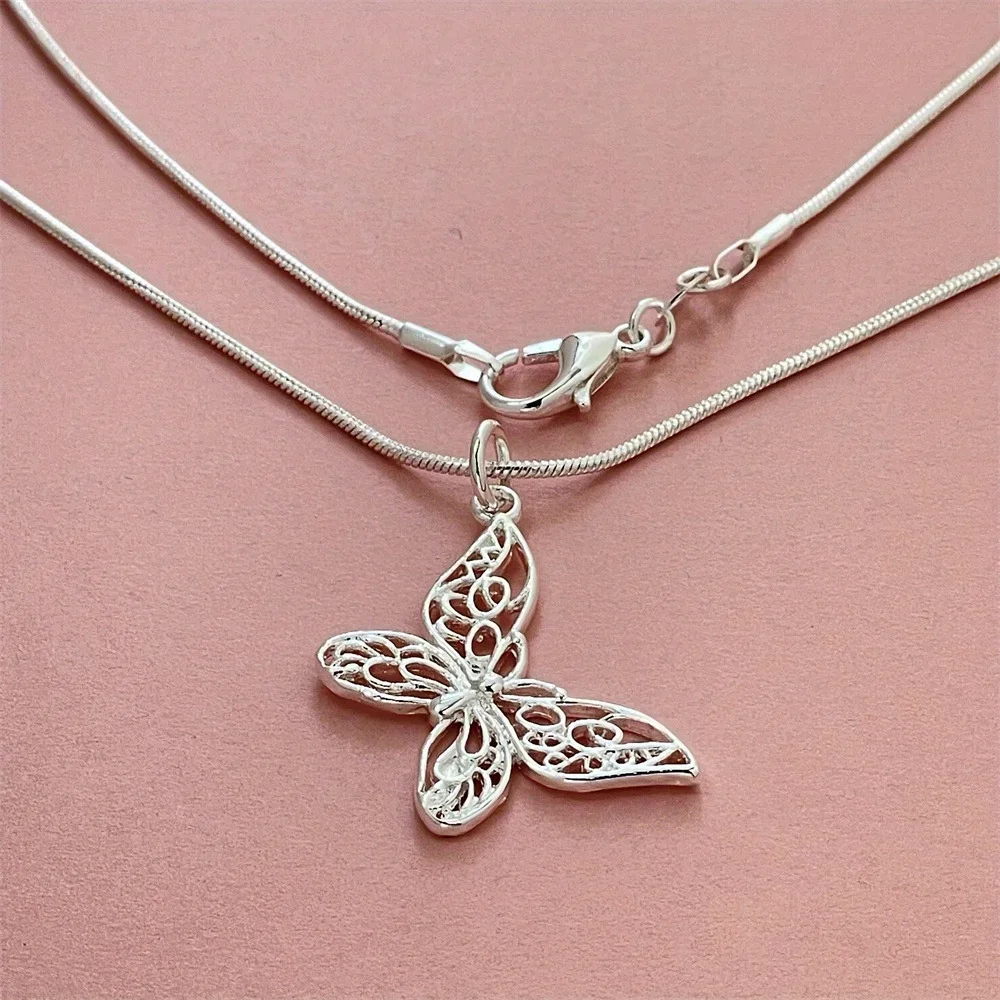 Original designer 925 Sterling Silver y2k butterfly Necklaces for women Fashion Wedding Party gifts Street Versatile Jewelry