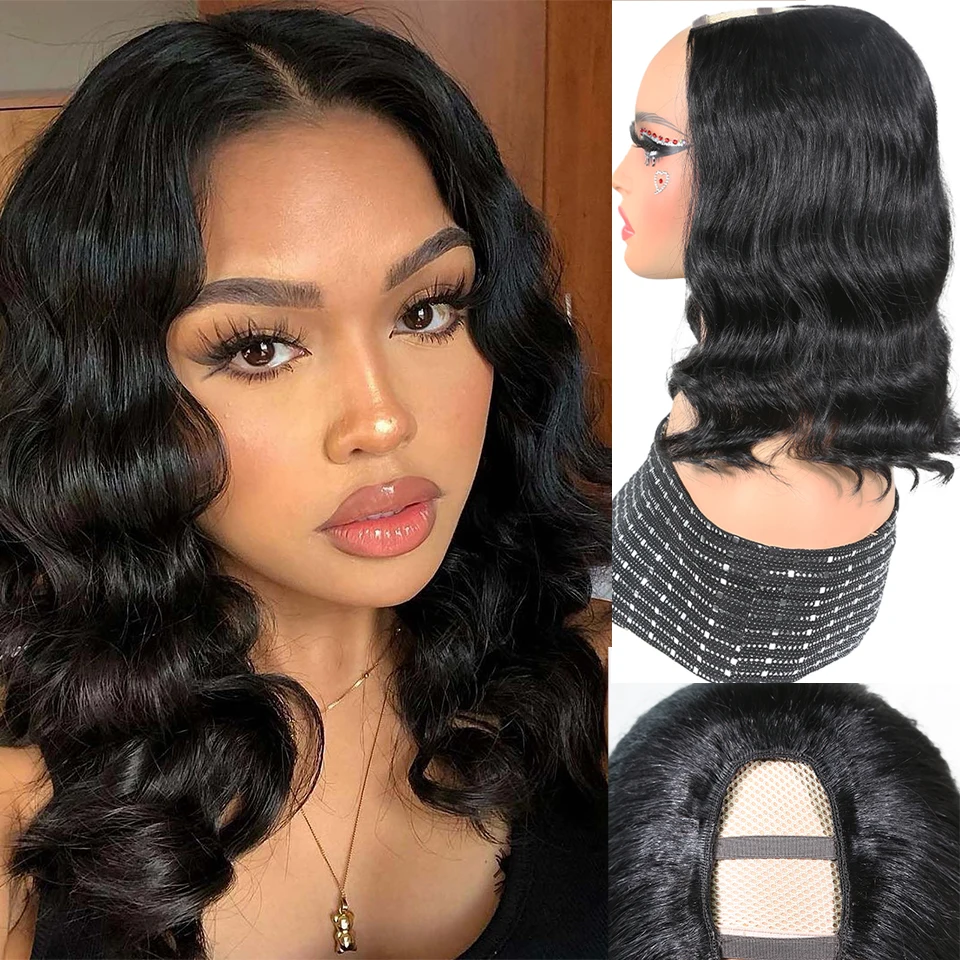 

Loose Deep V Part Bob Wig Human Hair Wigs V Shape Bob Wig No Leave Out Upgrade Full Machine Made Clips In Half Wig For Women