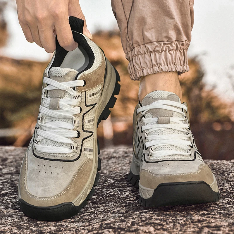 

Men Casual Shoes with Suede Round Toe Invisible Inner Height Increase Outdoor Sports Men Shoes