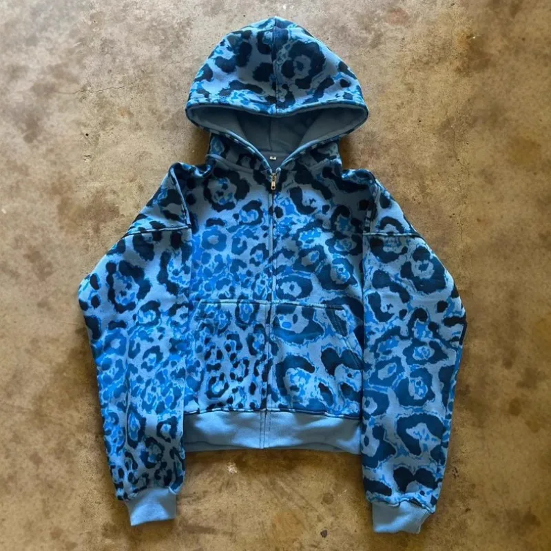 New European and American Printed Hooded Pattern Long Sleeved Sweatshirt Jacket Couple's Casual Pants Female Clothing