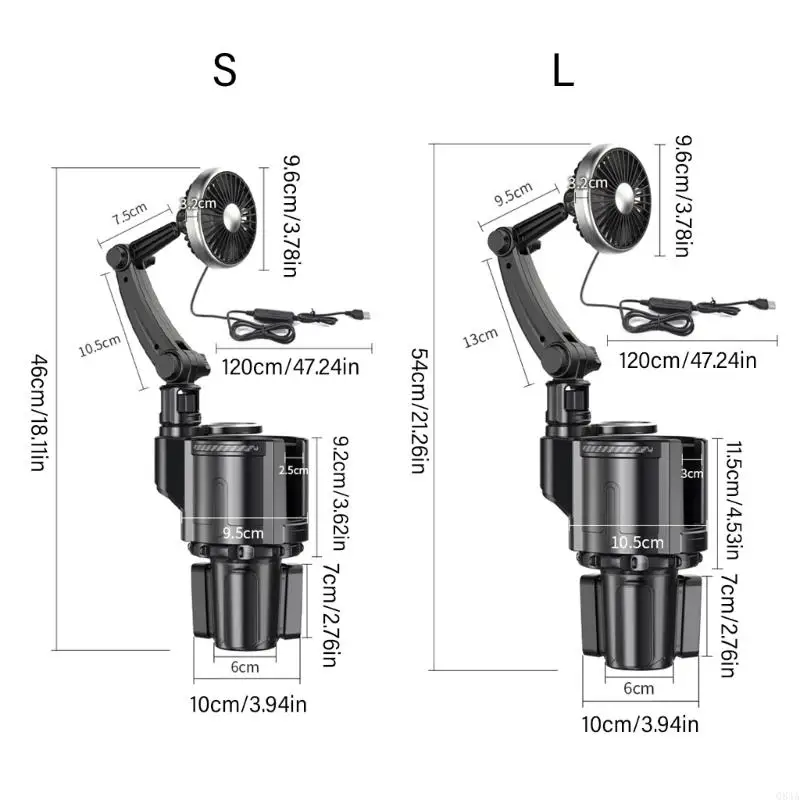 Q84A USB Auto Fan with Adjust Speed Flexible Neck Car Cup Holder Support 12/24V